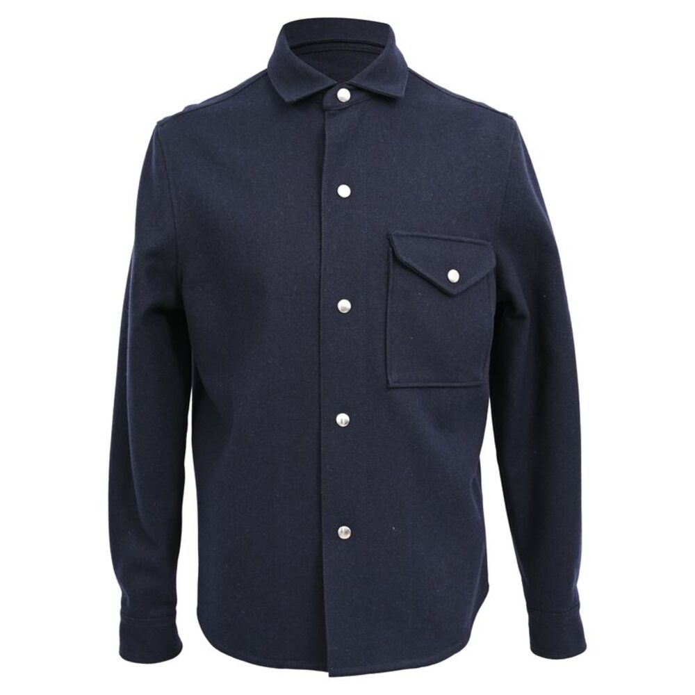 Ami Button Up Jacket in Black Wool